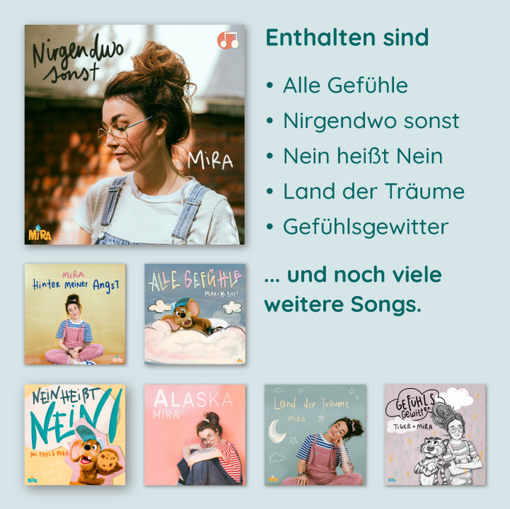 Enthalten sind: "Alle Gefühle", "Nirgendwo sonst", "Nein heißt Nein", "Land der Träume", "Gefühlsgewitter" und noch viele weitere Songs