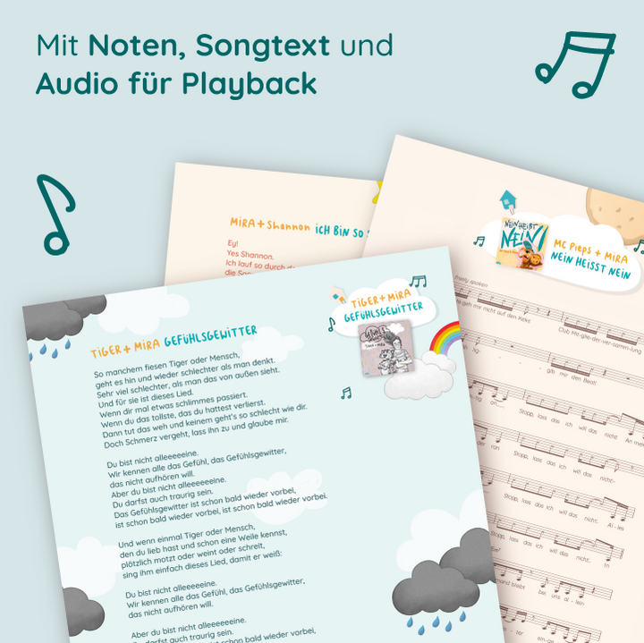 Mit Noten, Songtexten und Audio für Playback