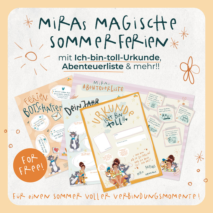 Miras magische Sommerferien mit Ich-bin-toll-Urkunde, Abenteuerliste und mehr! Für einen Sommer voller Verbindungsmomente