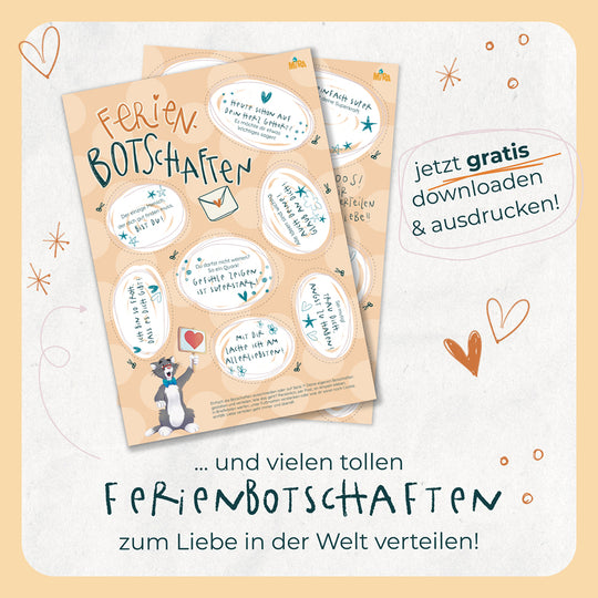 und vielen tollen Ferienbotschaften zum Liebe in der Welt verteilen