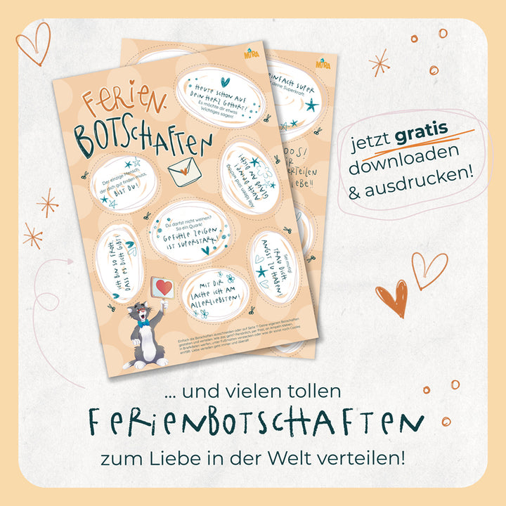 und vielen tollen Ferienbotschaften zum Liebe in der Welt verteilen