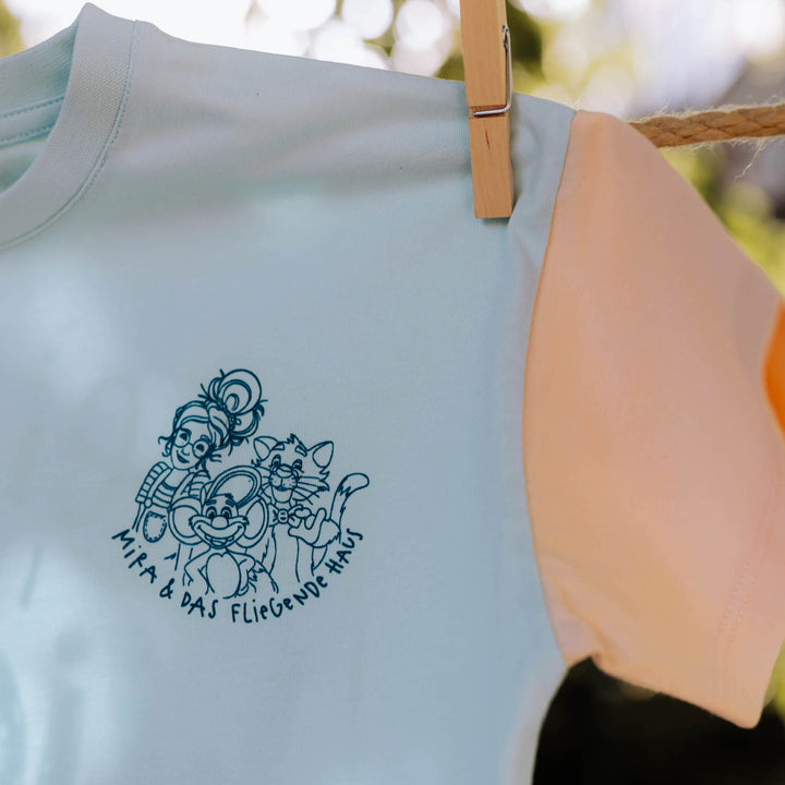 T-Shirt Vorderseite: Mira, Kopi und Pieps