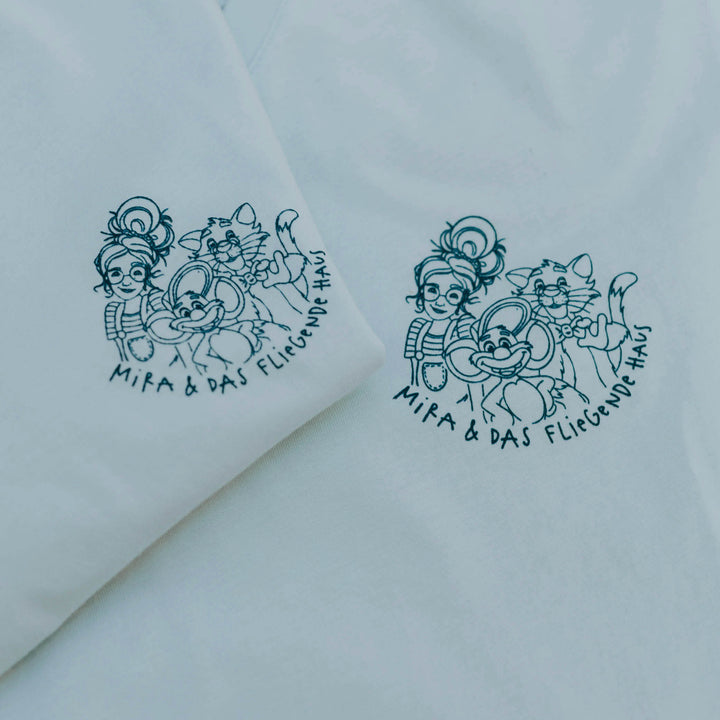 T-Shirt Vorderseite: Mira, Kopi und Pieps